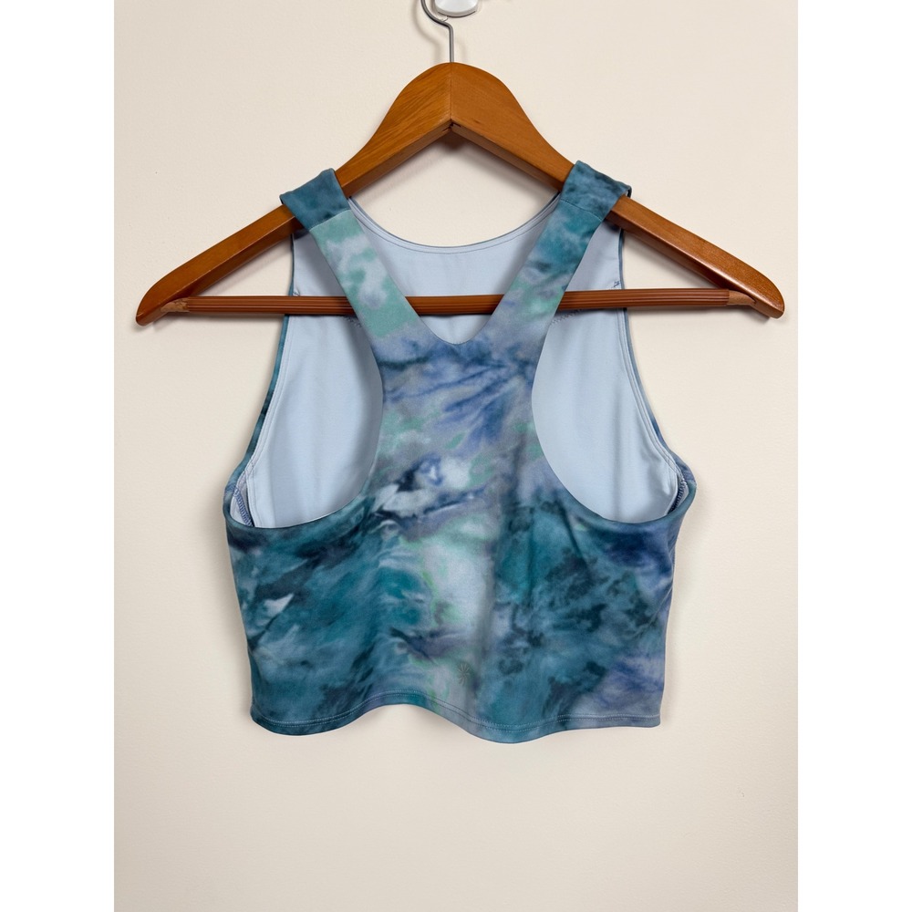 Athleta Conscious Crop Bra Womens Small Petite Blue Green Tie Dye Racerback A-C - Picture 2 of 10